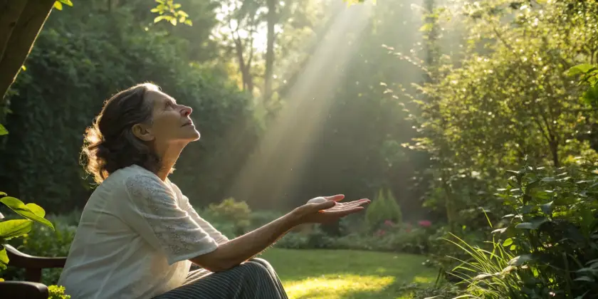 A woman managing the burning sensation that is a sign of nerve healing.