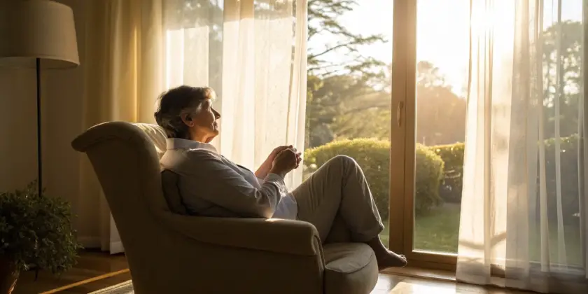 Older adult relaxing in a chair, finding relief from nerve pain with alpha lipoic acid.