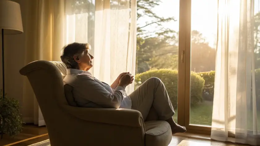 Older adult relaxing in a chair, finding relief from nerve pain with alpha lipoic acid.