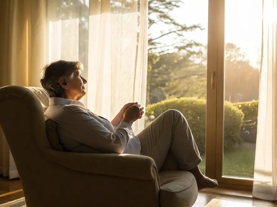 Older adult relaxing in a chair, finding relief from nerve pain with alpha lipoic acid.
