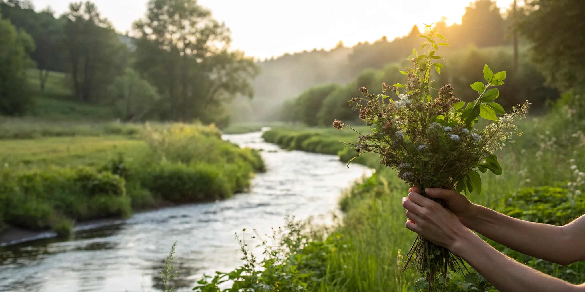 Hands holding medicinal herbs, a natural alternative for nerve pain relief.