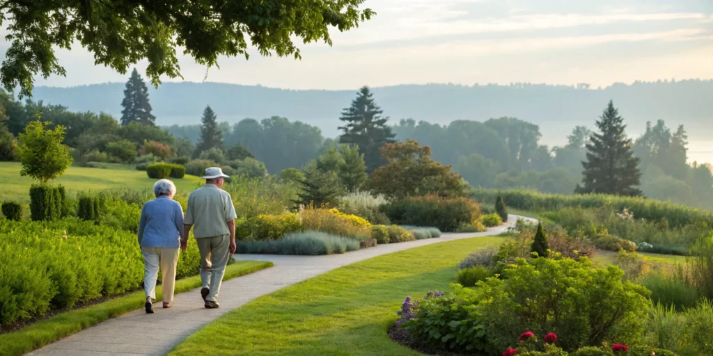 Older couple enjoying a walk, a benefit of B complex for managing nerve pain.