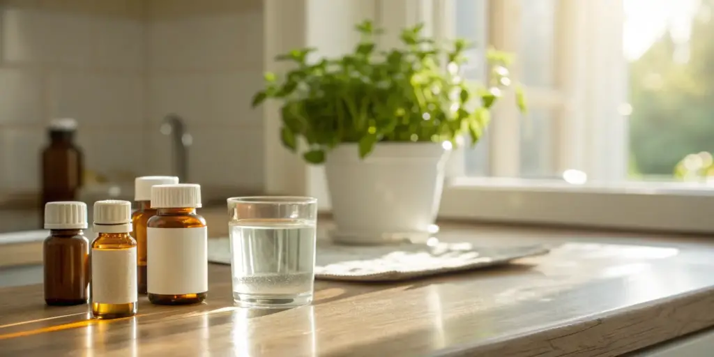 A bottle of vitamin B complex, a supplement with known benefits and potential side effects.