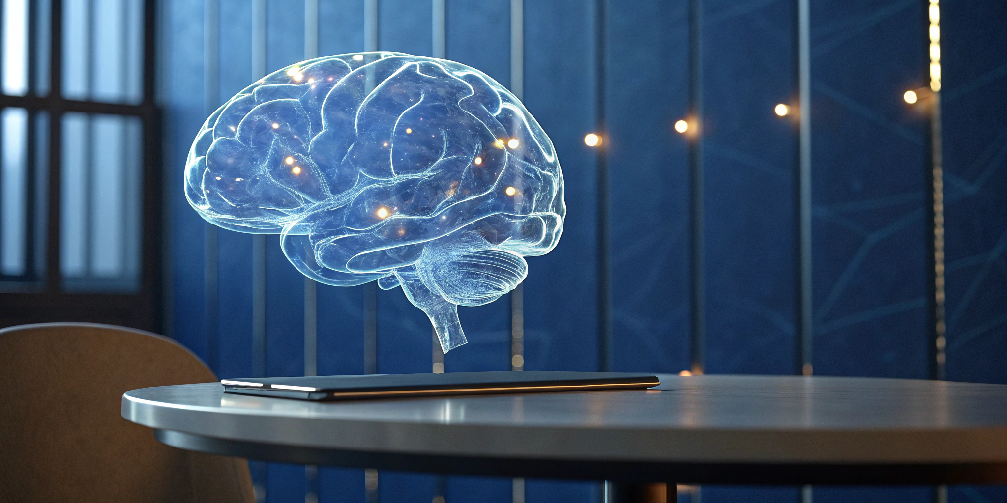 A holographic brain showing nerve pathways affected by too much vitamins, causing tingling.