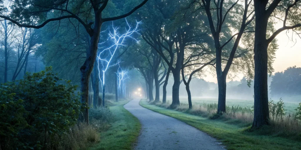 A tree's glowing branches representing how PEA works on nerve pathways to relieve pain.