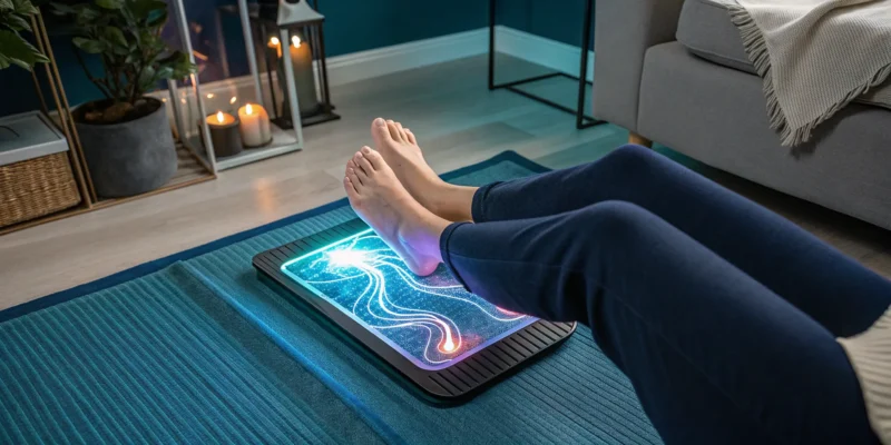 A foot circulation machine, used alongside supplements for poor circulation in feet.