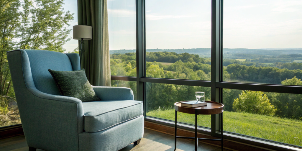 A cozy armchair showing the lasting comfort and benefits of long-term palmitoylethanolamide use.