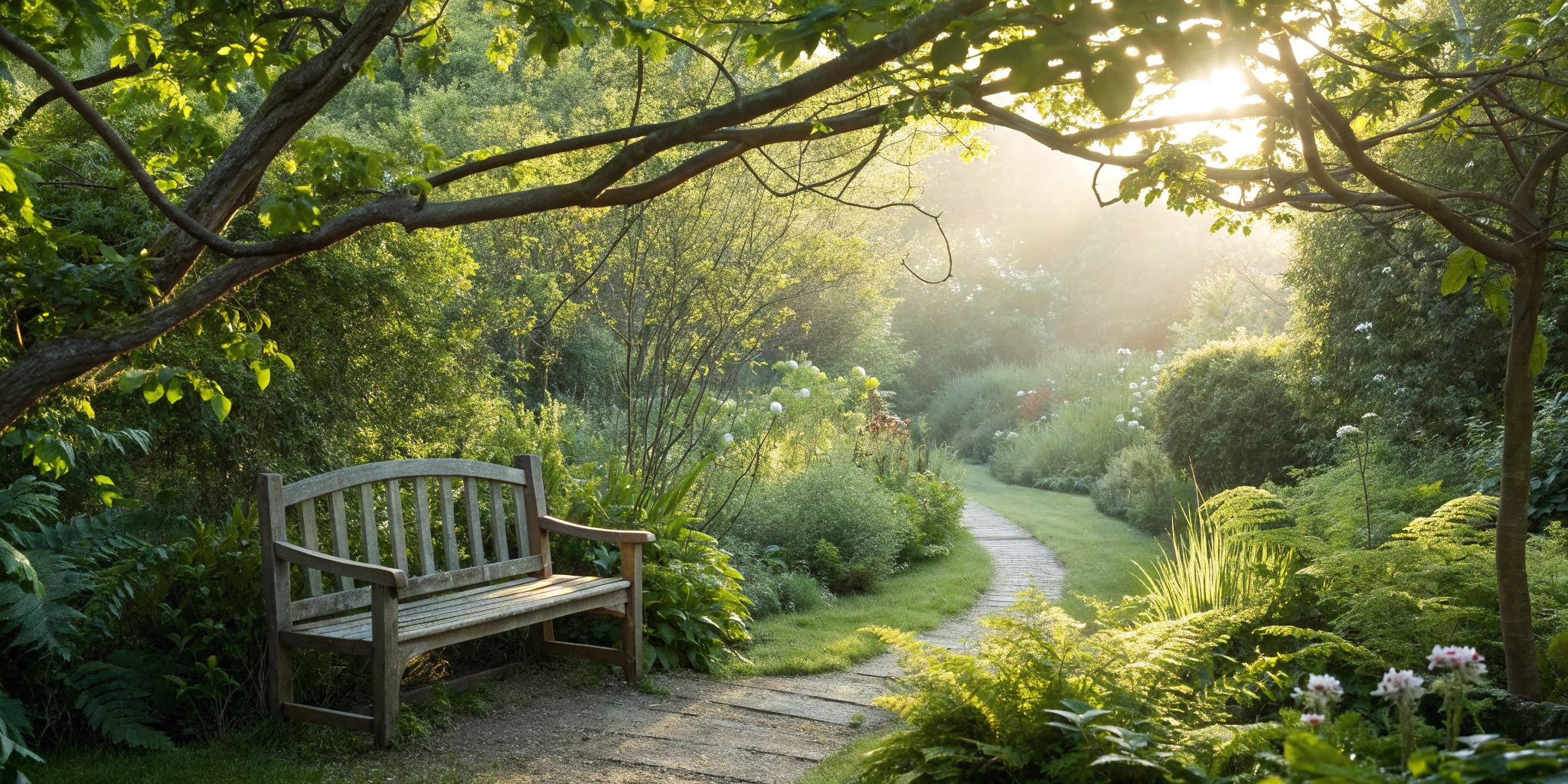 A peaceful garden path on the journey to natural nerve repair.