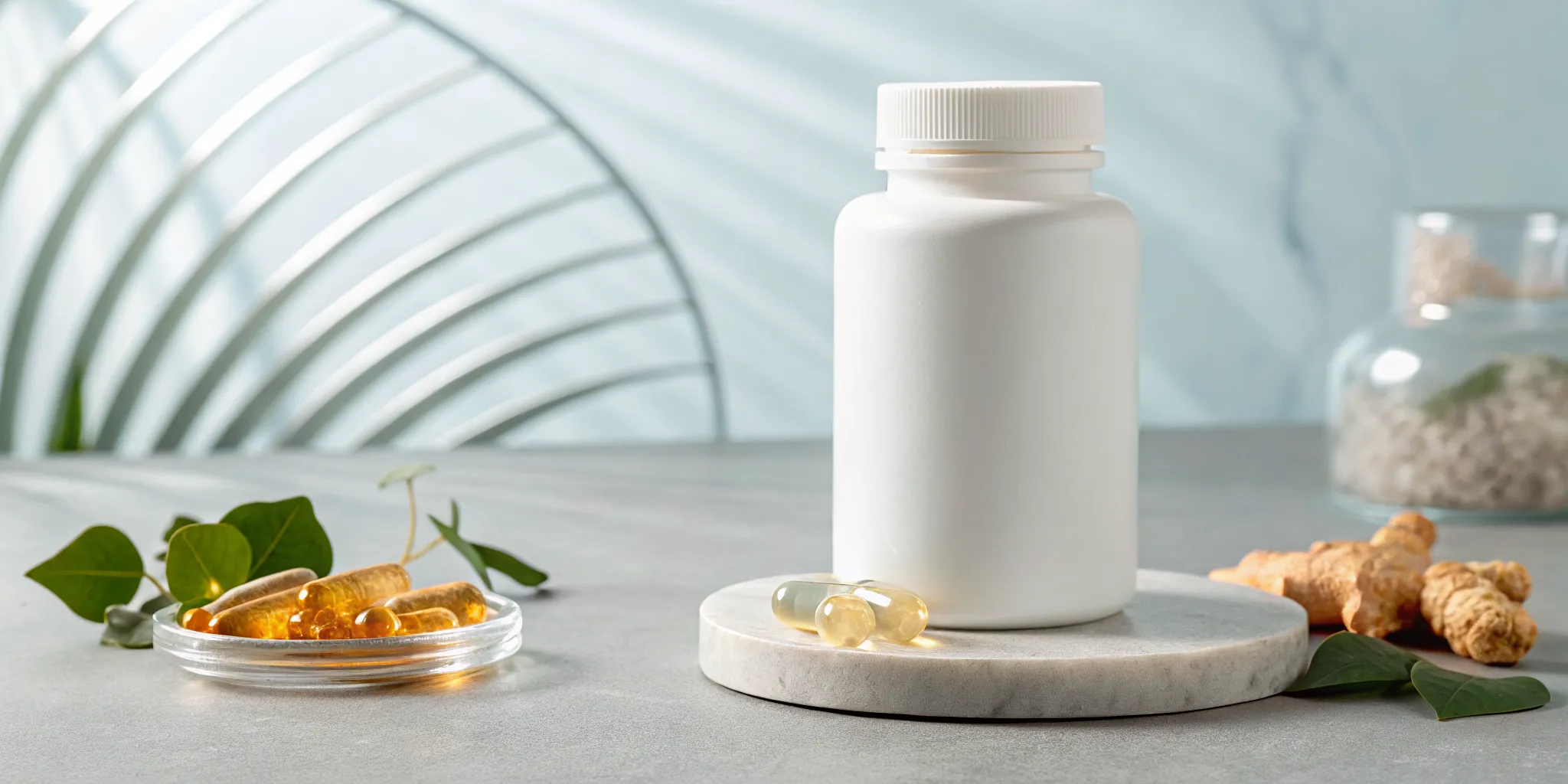 Bottle and capsules of a natural nerve support formula to buy.