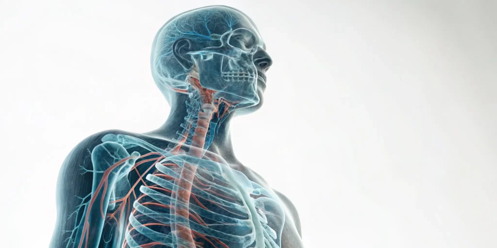 Anatomical view of the nervous system regarding the side effects of PEA for nerve damage.