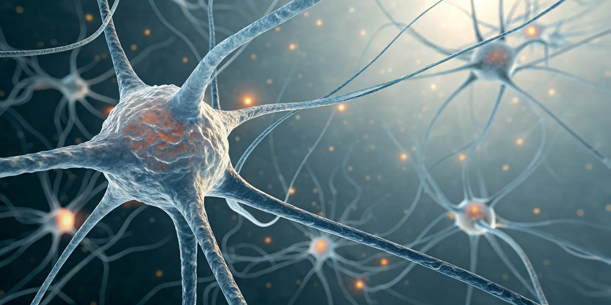 A neuroblast cell connecting with other neurons to support nerve health.