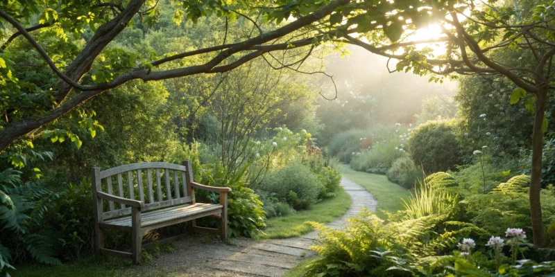 A peaceful garden path on the journey to natural nerve repair.